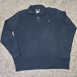 POLO RALPH LAUREN MENS 3 BUTTON MOCK NECK SWEATER - Black  SZ XXL